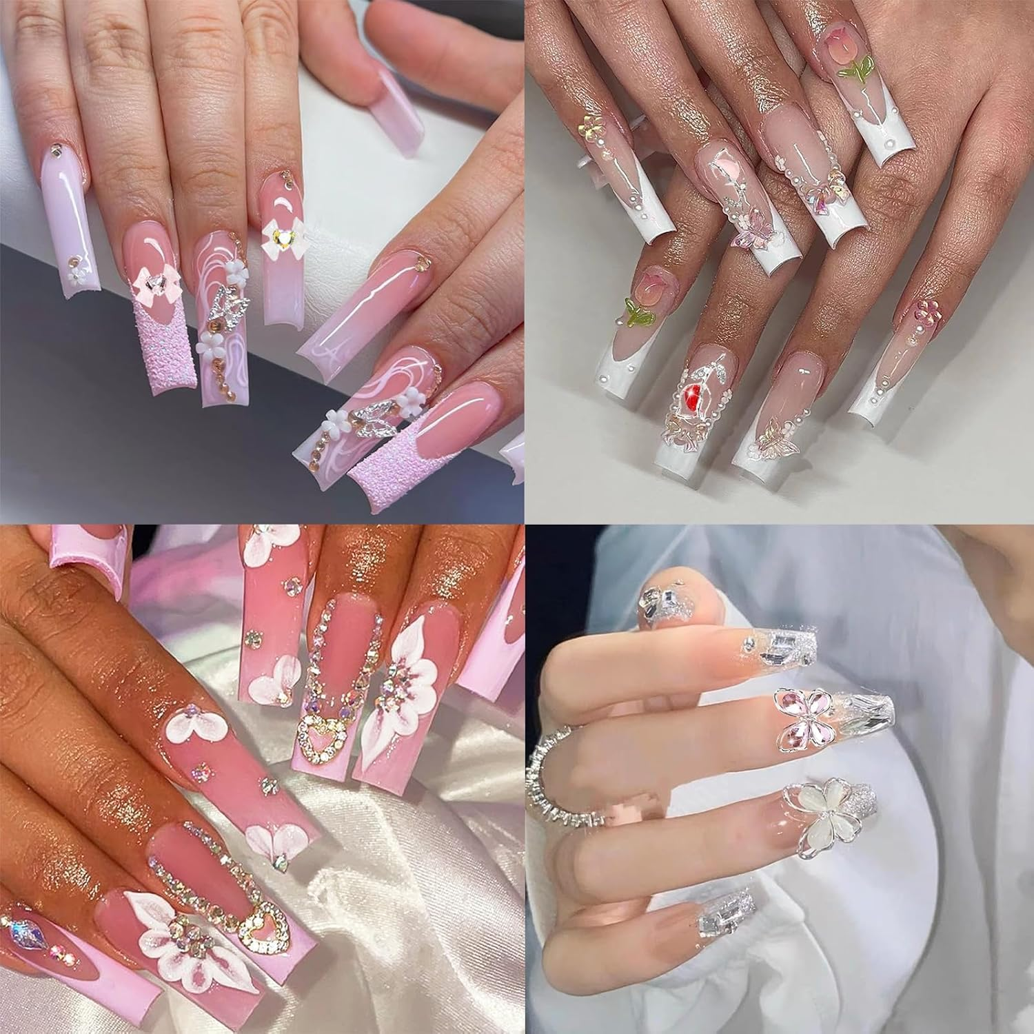 24PCS Nail Charm & Nail Gem Set for 3D Nail Art, Colorful Small Charms, DIY Nail Decoration Compatible with 3D Nail Art, Geiwogwc