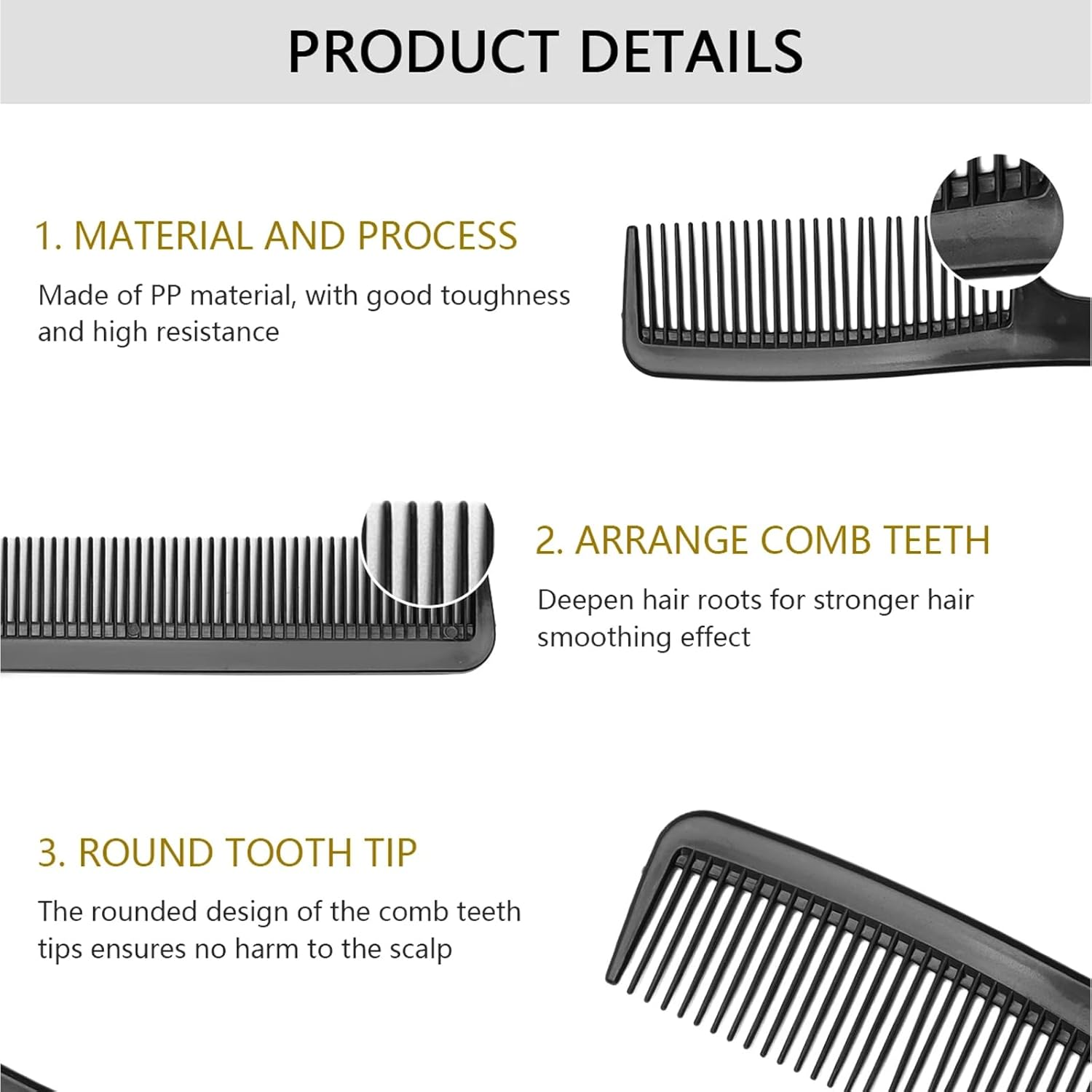 Xanthelle Comb Set, 5-Piece Curling Comb Set in Black for Men & Women, Styling Comb for Natural Curls, Beard, Haircut & Hairdressing Application image number 2