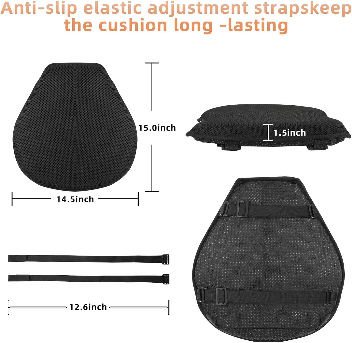 Motorcycle Gel Seat Cushion with Seat Cover, 3D Honeycomb Structure, Breathable Shock Absorption Motorcycle Seat Cover, Motorcycle Gel Seat Pad for Comfortable Long Rides image number 3