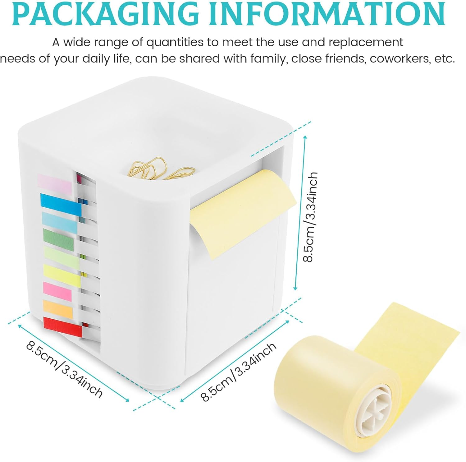 Note Dispenser, Sticky Note Holder Sticky Note Pad Holder Plastic Desktop White Sticky Note Container Office Supplies for Office Home Classroom Desk image number 5