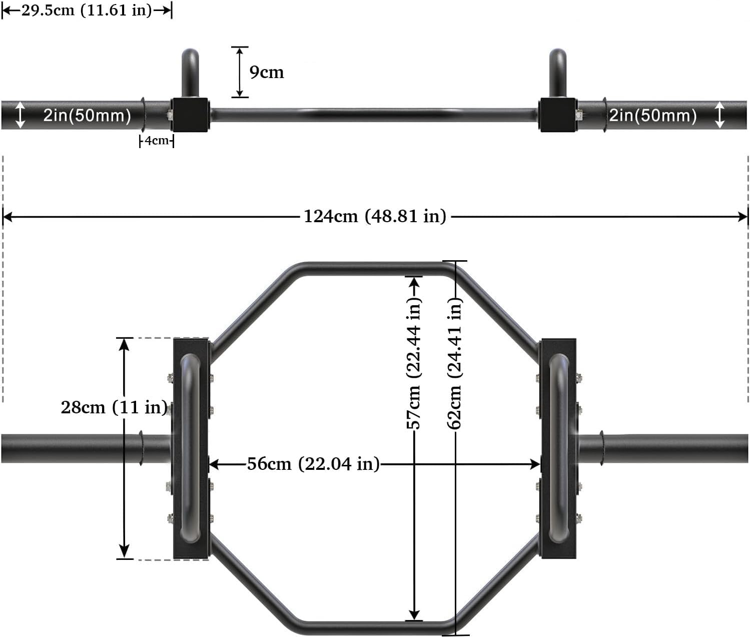 Durable Olympic Hex Deadlift Barbell with Solid Handles Ideal for Weight Lifting Trap & Shrug Workouts image number 4