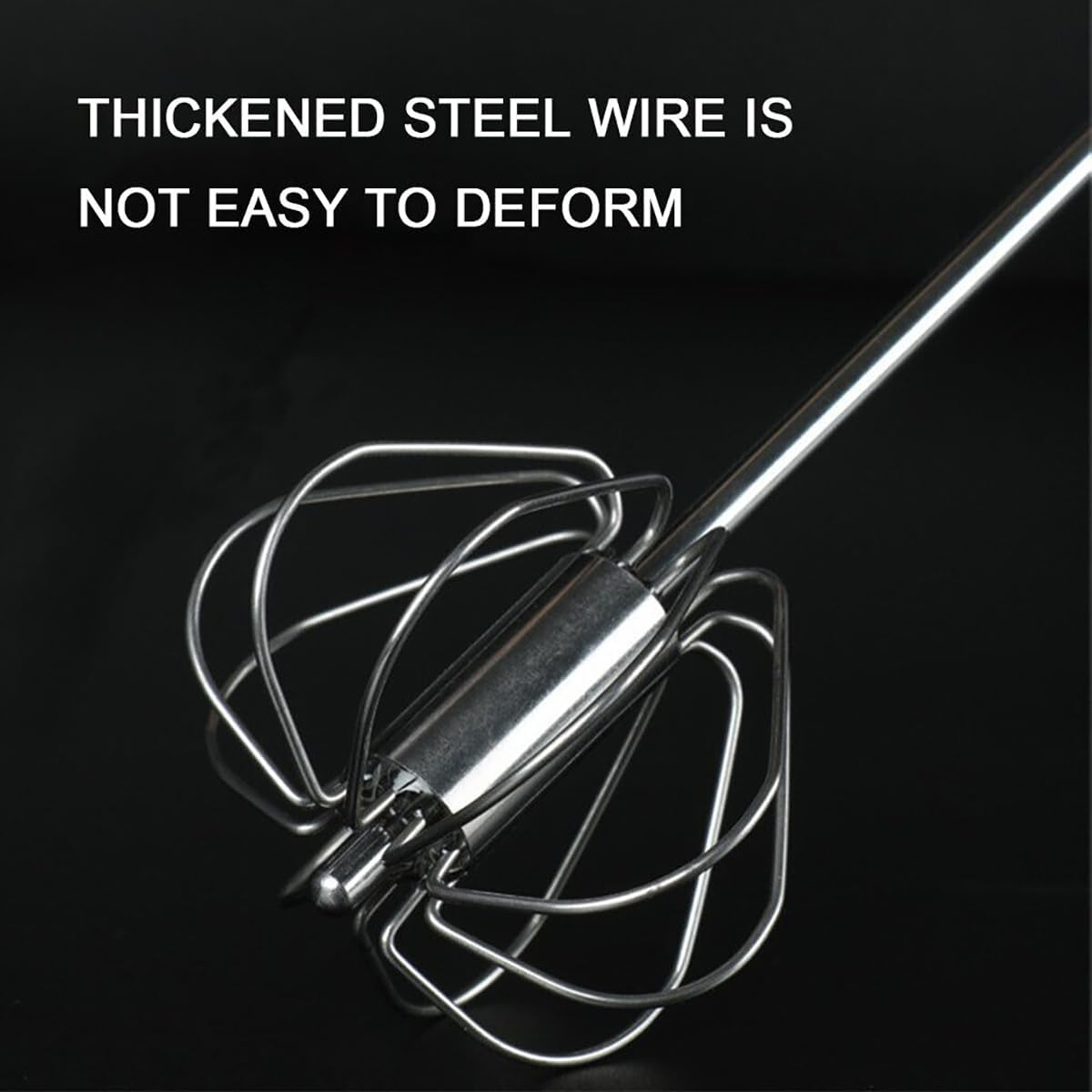 AIMALL Semi-Automatic Stainless Steel Whisk, Hand Push Egg Beater and Milk Whip Mixer, Available in Three Sizes image number 5