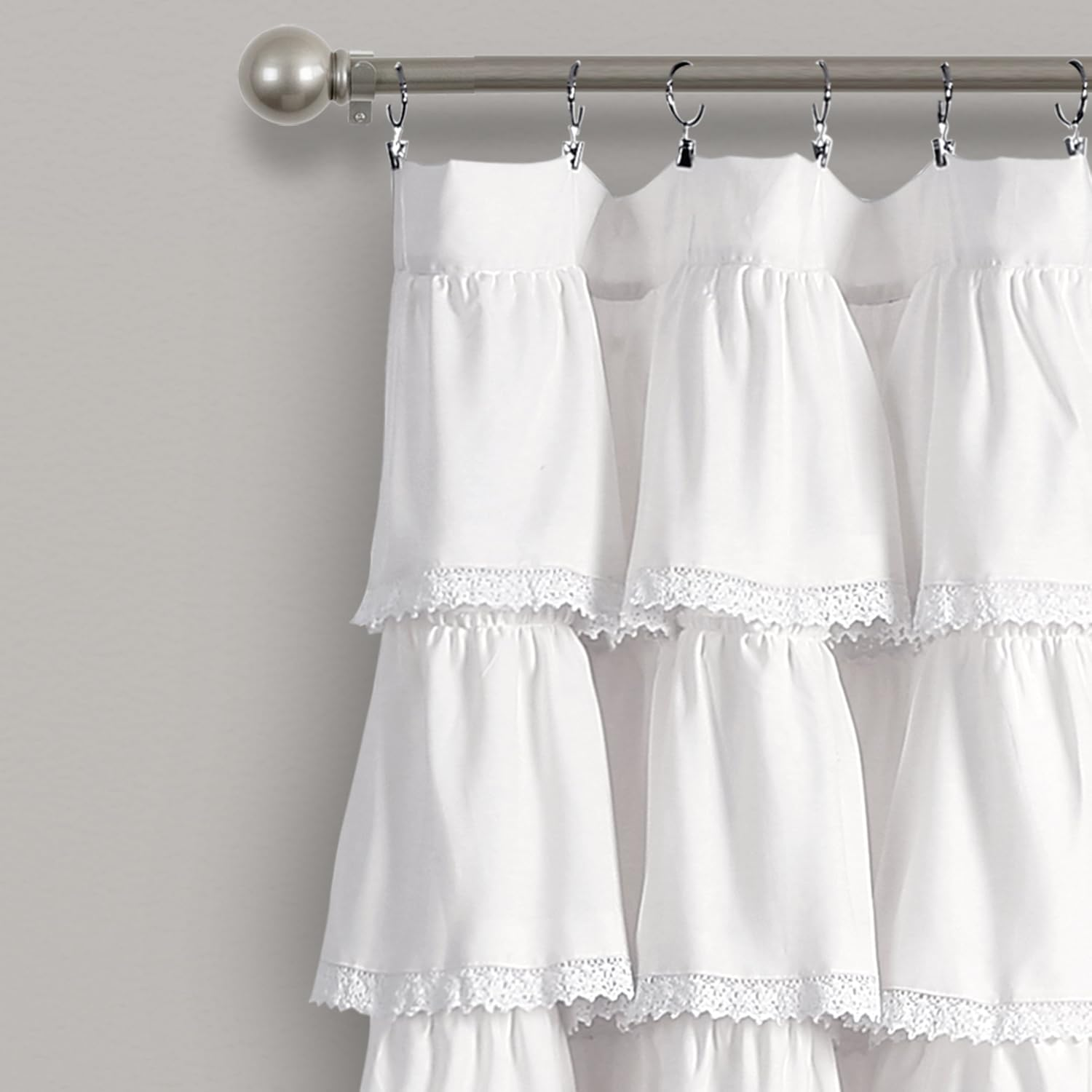 Lush Decor Lace Ruffle Window, 84" X 52", White Curtain Panel,