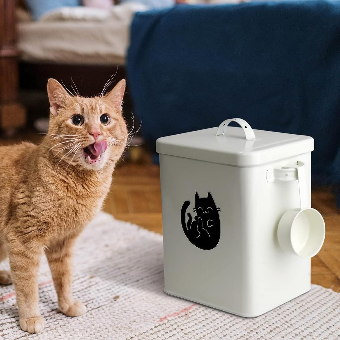 WADY Cat Food Container, Large Capacity Cat Food Storage Container, Airtight Pet Food Organizer for Cats & Dogs, Airtight Dog Food Storage Container (White) image number 2