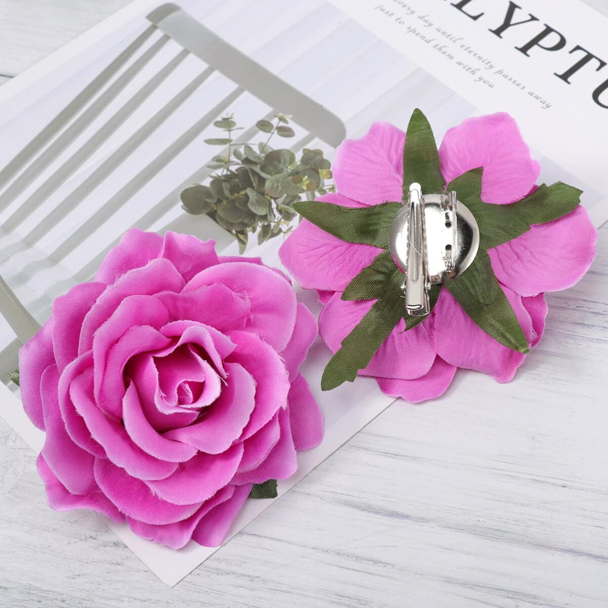 Luxshiny 5Pcs Rose Corsage Flower Brooch Clips for Bridal Hair Accessories Elegant Lifelike Floral for Weddings Parties and Special Occasions - Blue image number 4