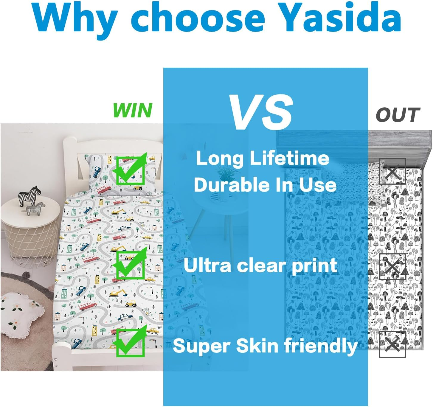 Yasida Twin Kids Fitted Sheets Road Traffic Themed Sheet and Pillowcases Set Cute Cartoon Truck Bed Boys Twin Sheet Set 2 Piece Bedding Decor Set image number 7