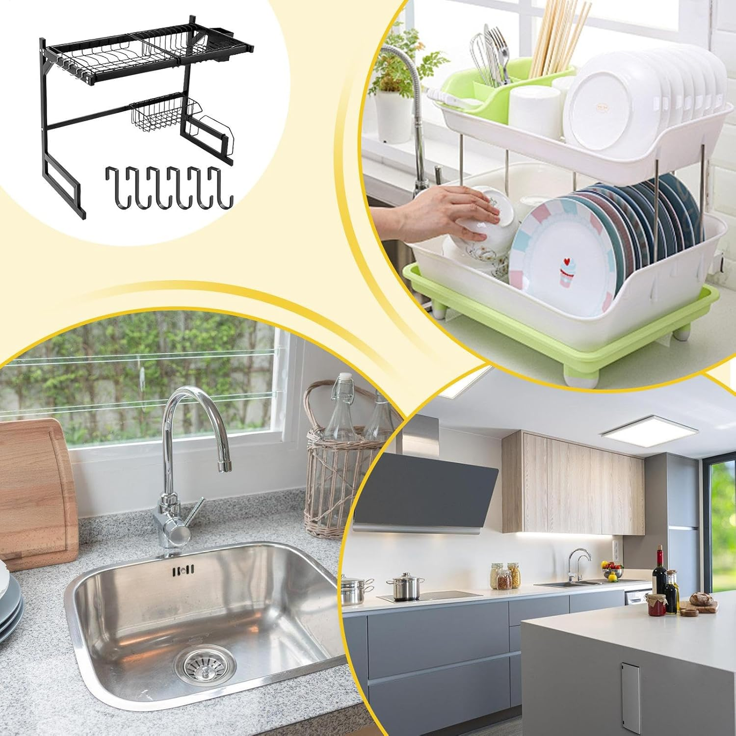 Rack Kitchen Organizer - Rotating Drainer Board, Kitchen Storage Organisation | Waterproof and Rust-Resistant Organizer Rack, Multifunctional Storage Organizer Shelf for Cutlery with Chopstick Holder image number 5