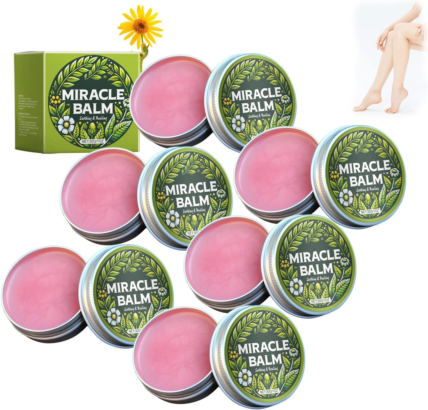 Miracle Balm, Natural Ingredients Soothing Cream for Legs Arms & Back Long Lasting Comfort, Skin Friendly Moisturizing Body Massage Balm for Men Women, Plant Extracts Herbal Cream (6PCS) - 1Pcs image number 3