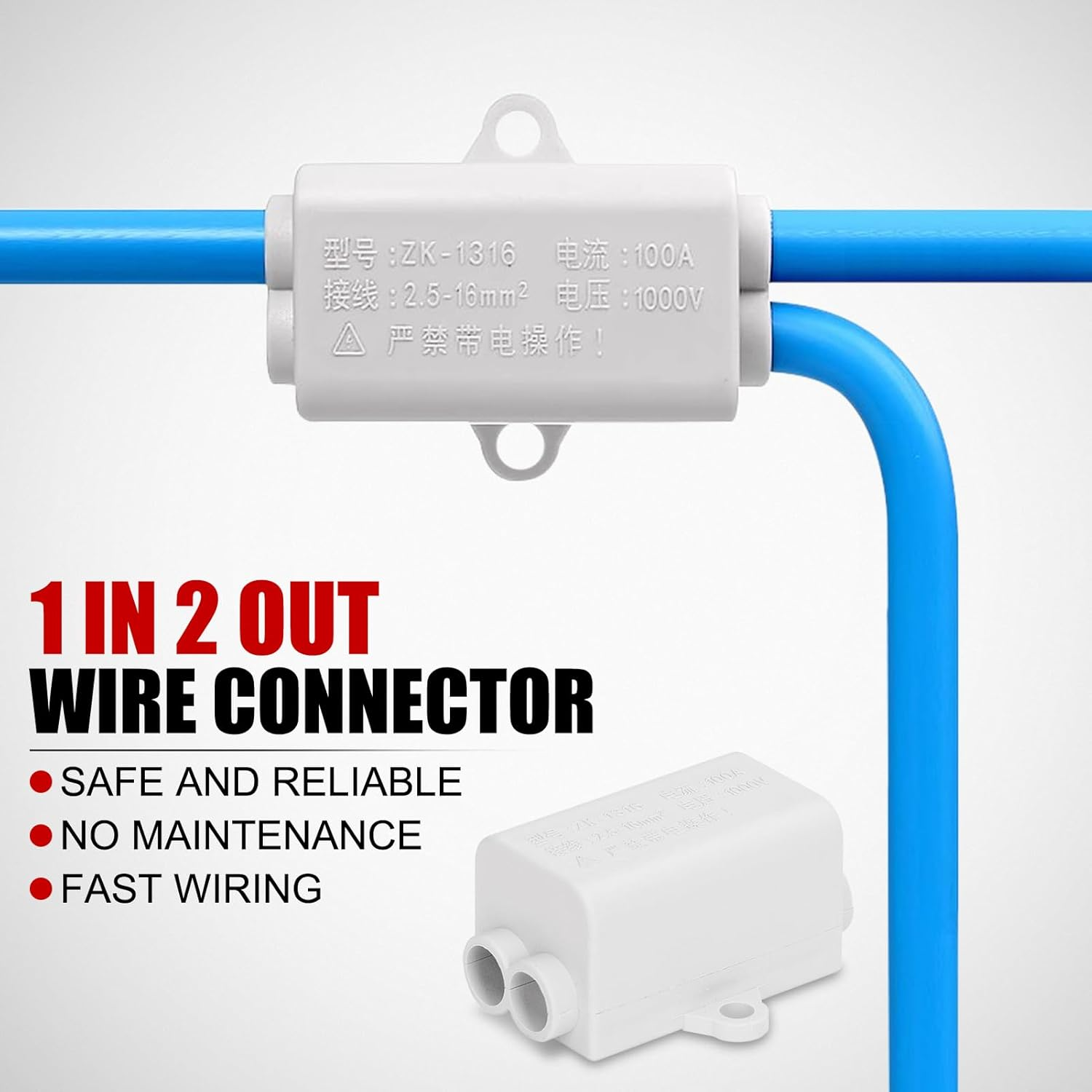 Wire Connector,2Pcs Wire Connector T Type Splicer Screw Terminal Block Set Kit 1000V 100A ZK‑1316 image number 5