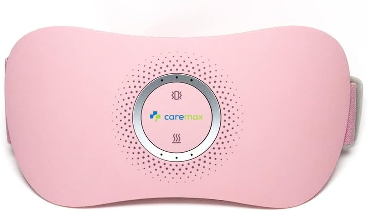 Caremax Rechargeable Electric Heating Pad Massager Waist Belly Wrap Belt Device for Period Cramps Period Pain Relief Back Pain with 3 Heat Levels & 3 Massage Modes for Women and Girl (Pink)
