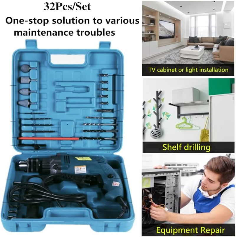 32Pcs/Set Brushless Motor Electric Corded Impact Drill 13Mm Chuck 3200Rpm 700W image number 2