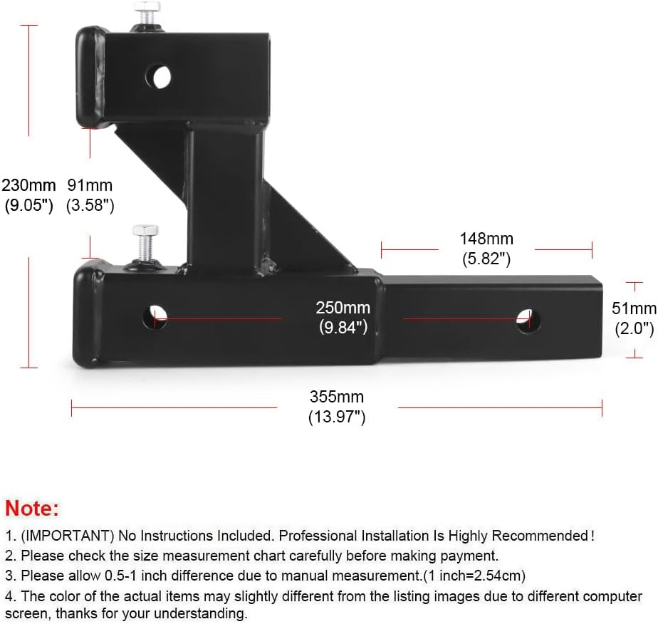 Dual Hitch Extension Fits for 2 Inch Receiver Extender to 10 Inch Length,Gtw 400LBS/6000LBS image number 1