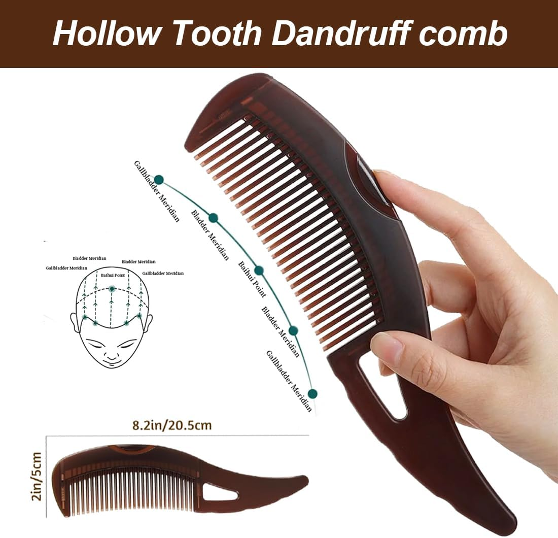 SGERUFZ Dandruff Comb, Hair Comb, Hollow Tooth Head, Cleaning, Scalp Care, Fine Tooth Tail Comb, Energy Massage Hair Comb, Washable, Women and Men image number 2