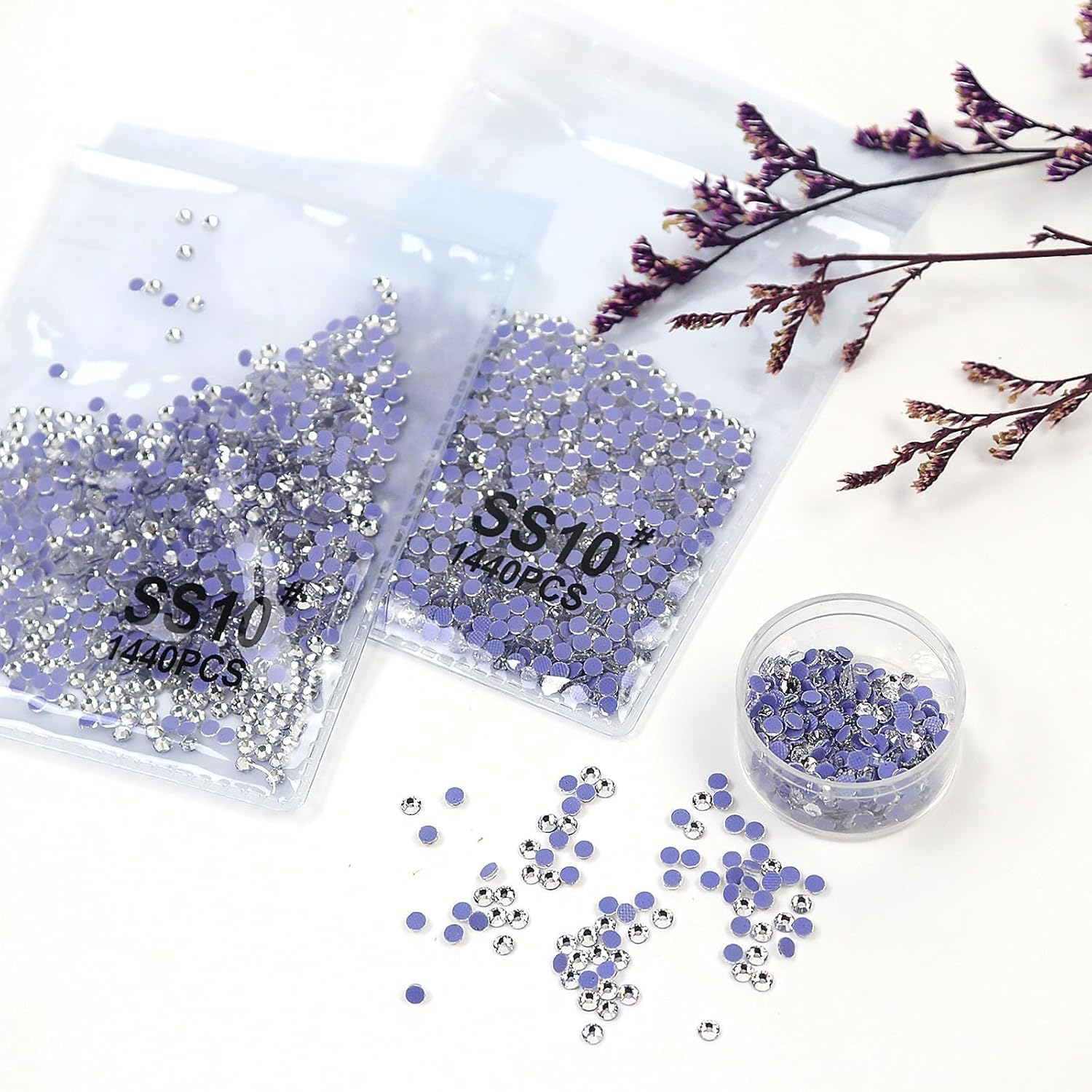 Sularpek Hotfix Rhinestones, 2880 Pieces Hot Fix Crystals Flat Back Rhinestones, SS10 Hotfix Glass Rhinestones, Nail Art Gemstones for Crafts for Clothing, Shoes and DIY image number 5