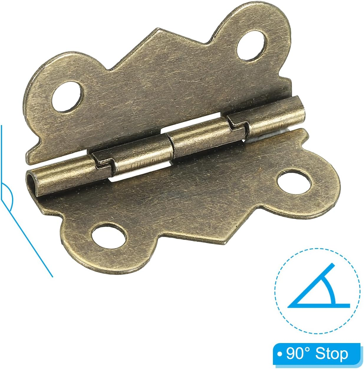 Uxcell Small Jewelry Box Hinges 1-5/8 Inch, 10 Pack 90-Degree Mini Butterfly Hinges Jewelry Box Hardware with 40 Screws for Cabinet Wooden Box Drawer Craft, Brown image number 5