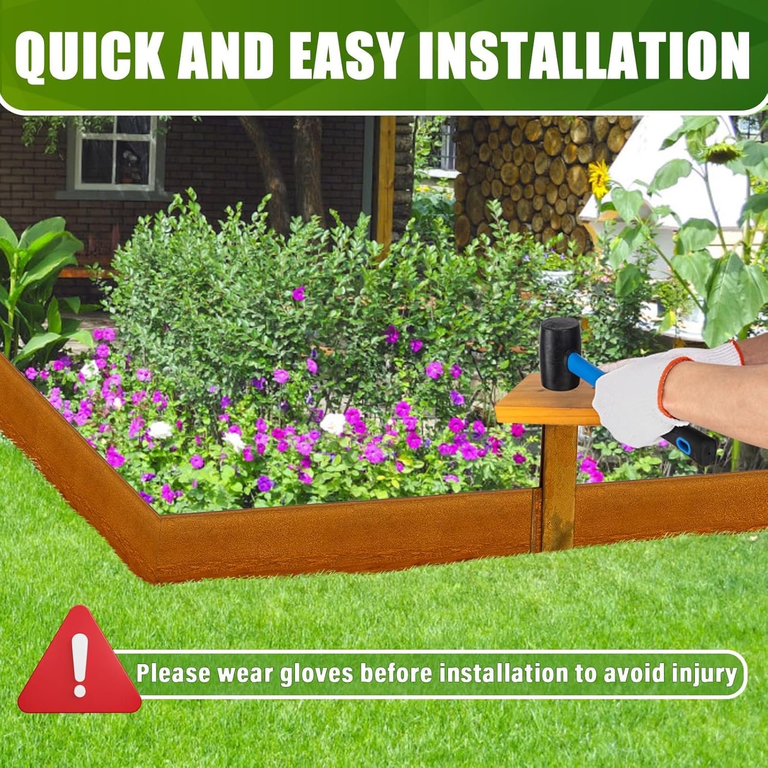 6M Landscape Edging, 15Cm/20Cm/25.4Cm Height Corten Steel Edging Steel Garden Bed Metal Border Edge Rusted Rustic Patina 100 Cm Strips for Yard Lawn Outdoor Flower Plant Vegetable