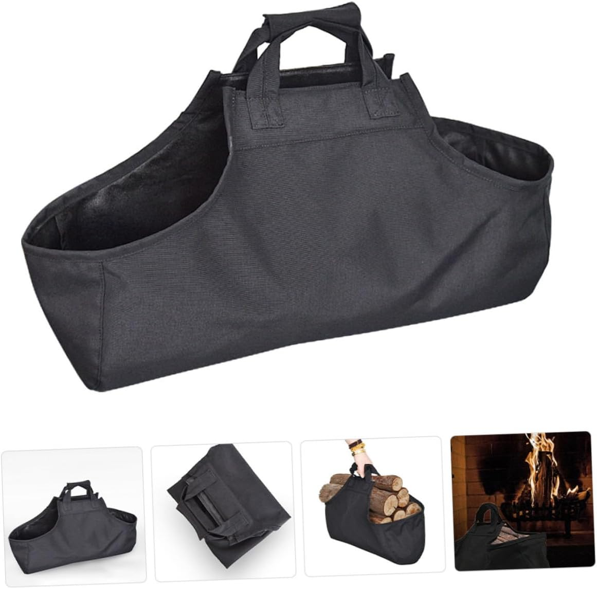JECOMPRIS Wear-Resistant Firewood Tote Bag with Handle Strap Oxford Cloth Wood Carrier for Camping Outdoor Fireplace Storage Capacity Canvas Design image number 5