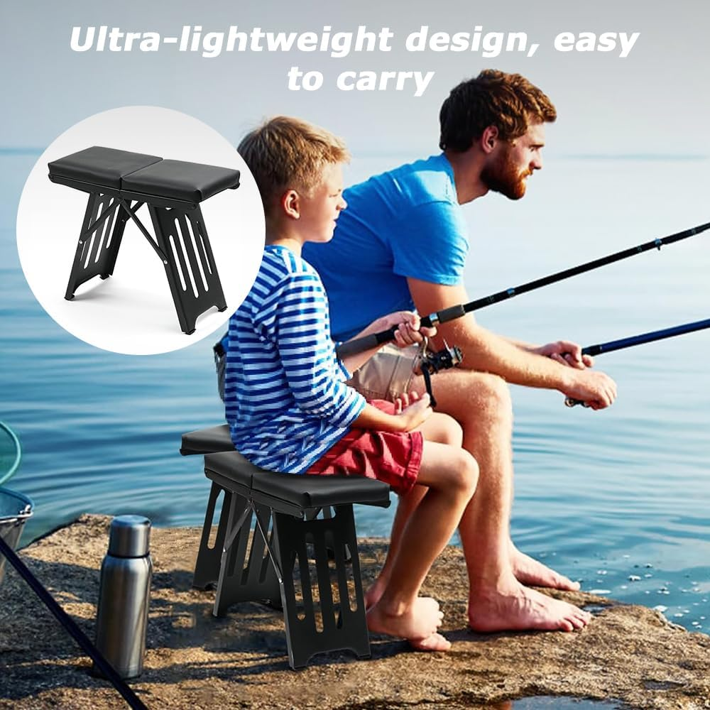 Camp Stools Folding,Collapsible Stool with Storage Bag,Metal Folding Step Stool,Portable Chair,Thickened Maza,For Camping,Hiking,Fishing,Bbq image number 4