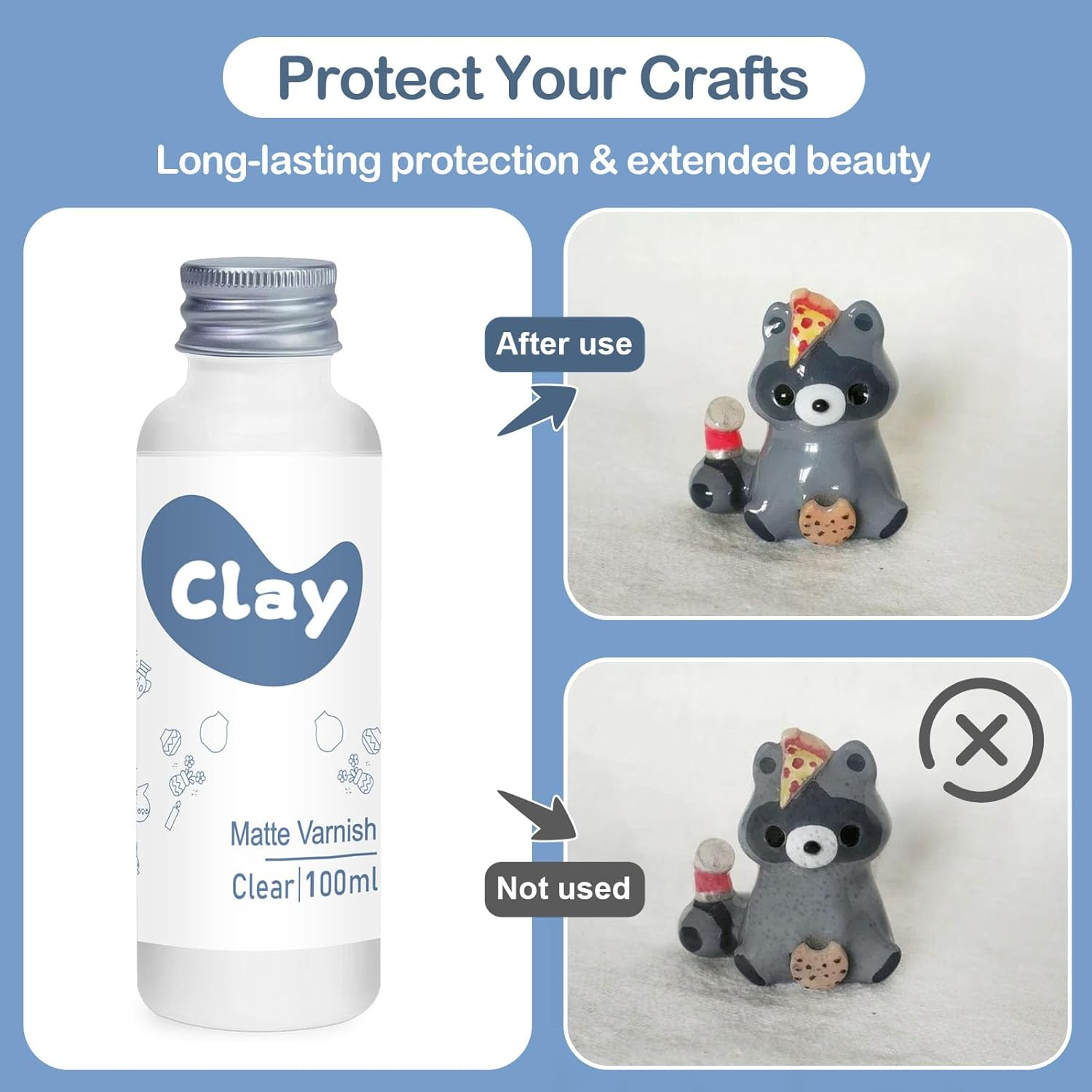 Air Dry Clay Glaze Kit, 2 X 100Ml Gloss Matte Clay Varnish Sealant, Water Proof, High Luster Finish, Scratch Resistant, for Craft Pottery image number 1