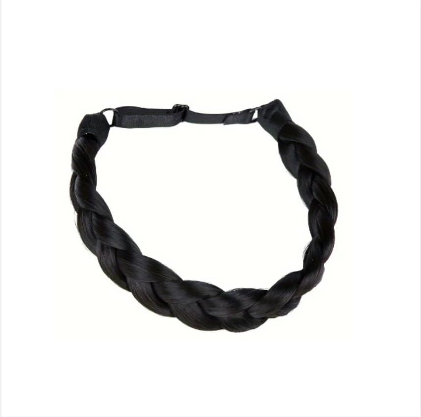 Women'S Braided Headband 3 Strands Braid Look Adjustable Elastic Hair Accessory Synthetic Hair Dark Brown for Oktoberfest Costume Party