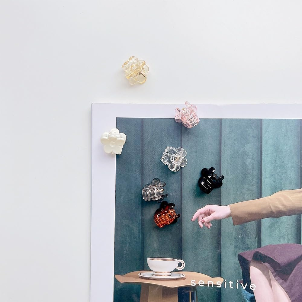 Pack of 30 Small Flower Hair Clips, 2 Cm Claw Clips, Hair Clips, Non-Slip Handle, Mini Accessories, Cute Flowers Hair Clip, Hair Accessories for Women, DIY Hair Styling, Light Blue image number 5