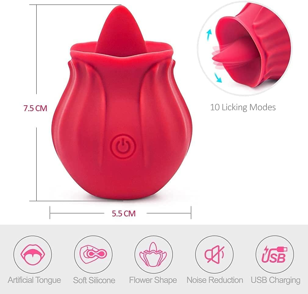Kwevos Full Range Colors Rose Tongue for Licking, Rose Toy for Women Gift， Rose Red Toy, Electric Women Relaxing Adult Toy, Support 10 Modes Stimulator Licking Nipple image number 1