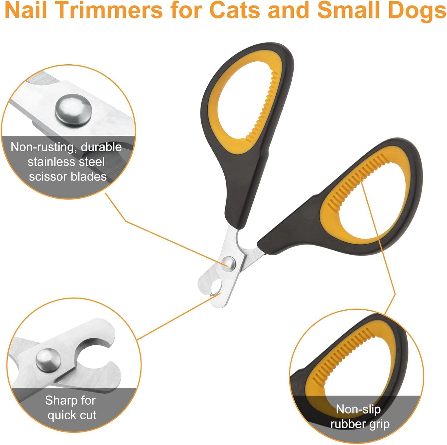 Professional Pet Nail Clipper, Small Animal Claw Trimmer, Black and Yellow image number 5