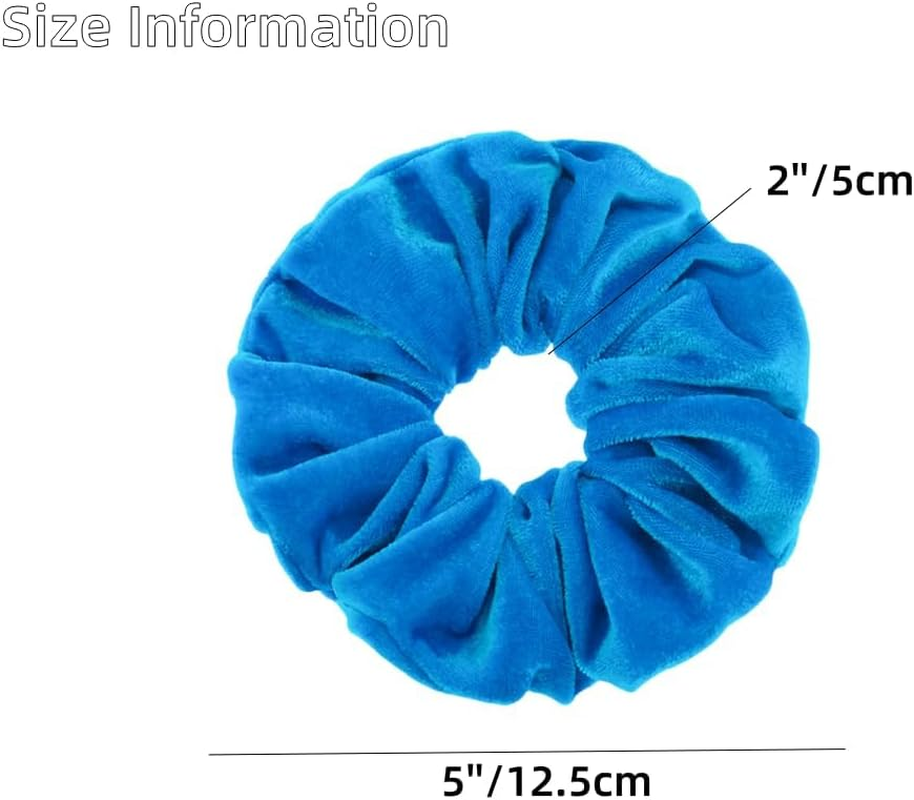 Pack of 6 Large Women Hair Bobbles Velvet Hair Scrunchies Rubber Bands Colourful Elastic Hair Bands for Girls Women Hair Accessories (White, Yellow, Red, Pink, Orange and Blue) image number 4