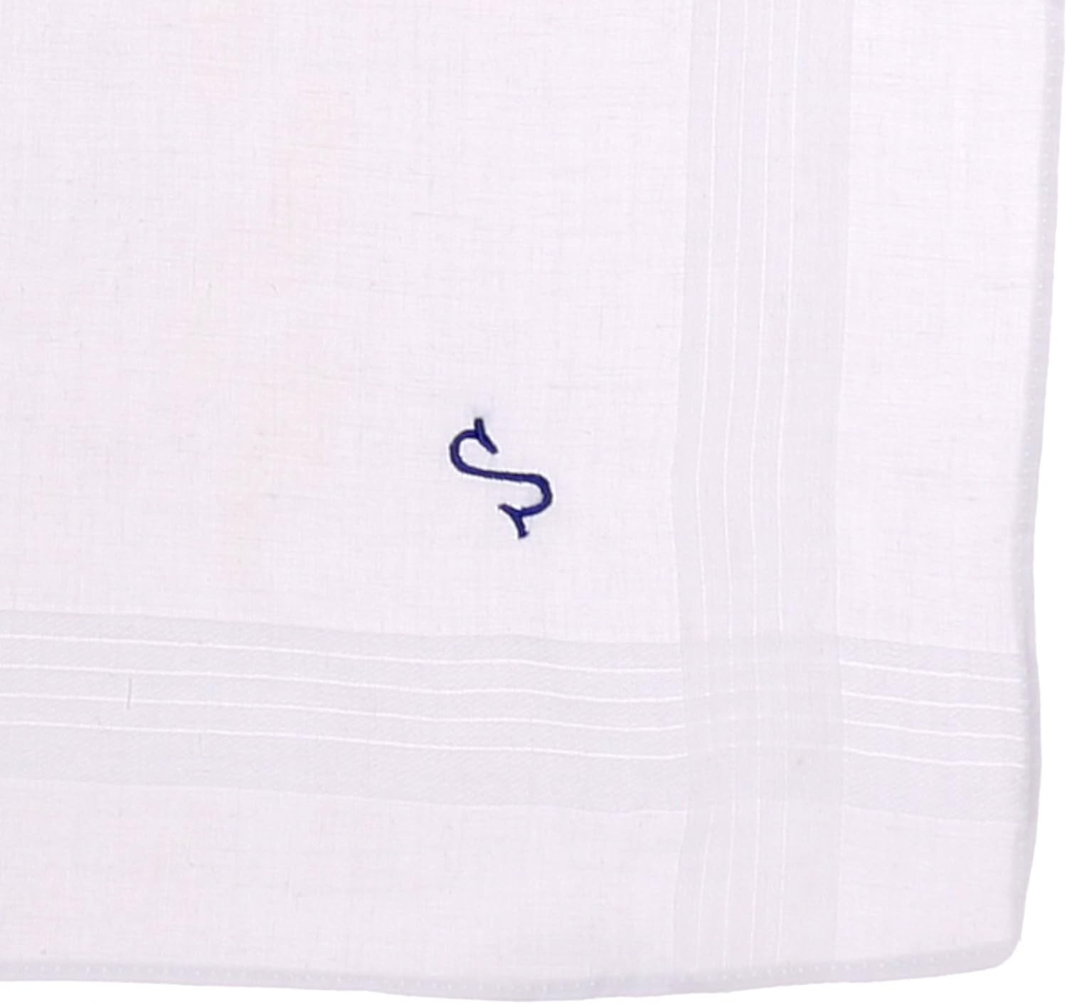 OCTAVE&reg; Mens White 100% Cotton Embroidered with Blue Initial Handkerchiefs (A) image number 1