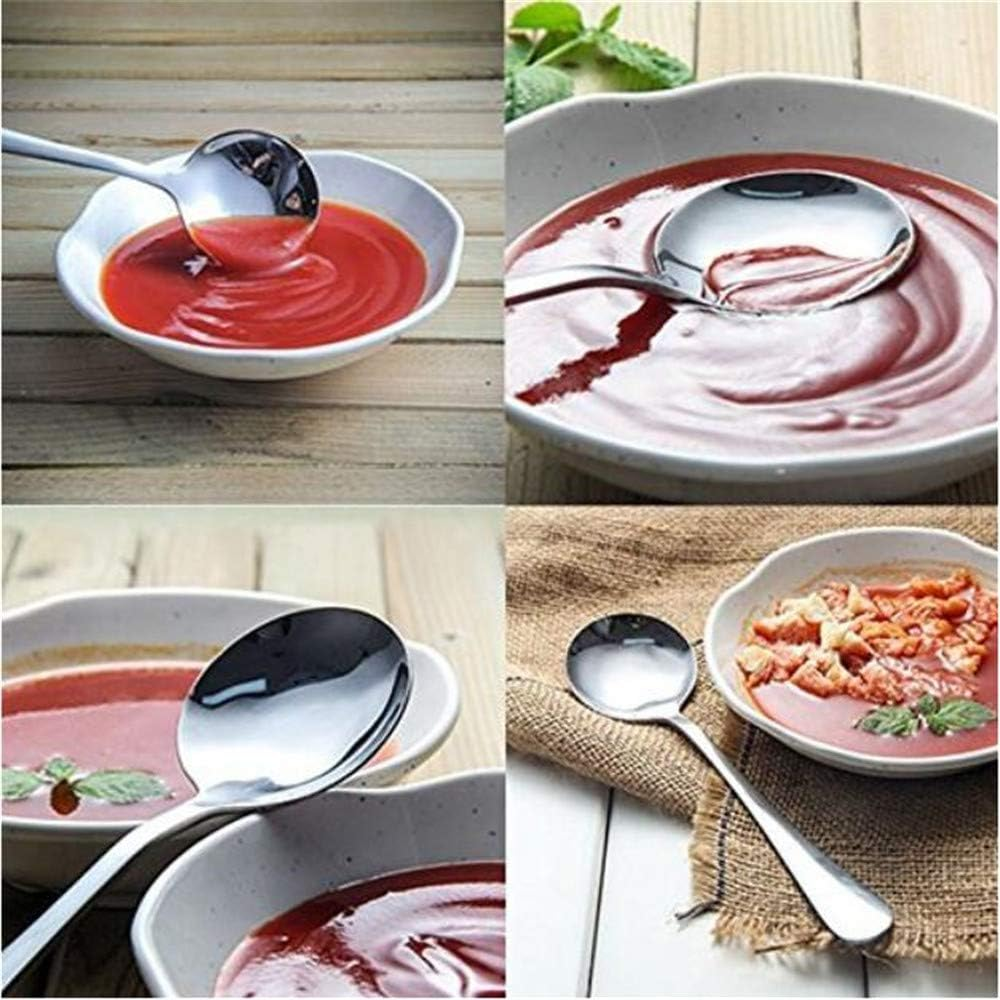 HAPPY KIT Soup Spoons 50-Piece Premuim Stainless Steel Dinner Spoons for Enterprise, Restaurant, School, Durable round Flatware Set image number 5