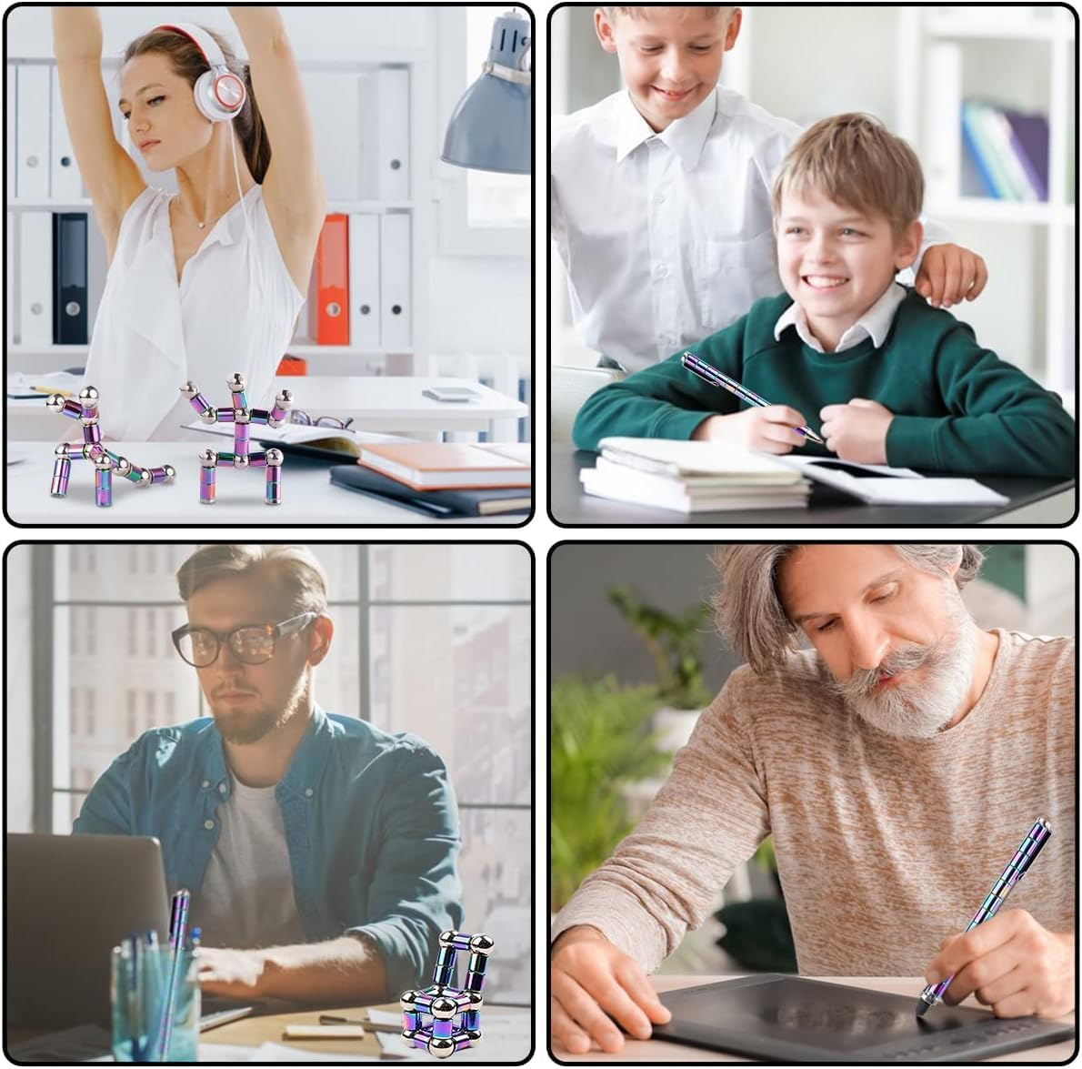 Decompression Fidget Magnetic Pen, Metal Multifunction Writing Ballpoint,Eliminate Pressure Fidget Gadgets, for Men,Kids or Friends Novelty Toy,Gift for Teenage Boys, Best Gift for 8-12 Years Old image number 3