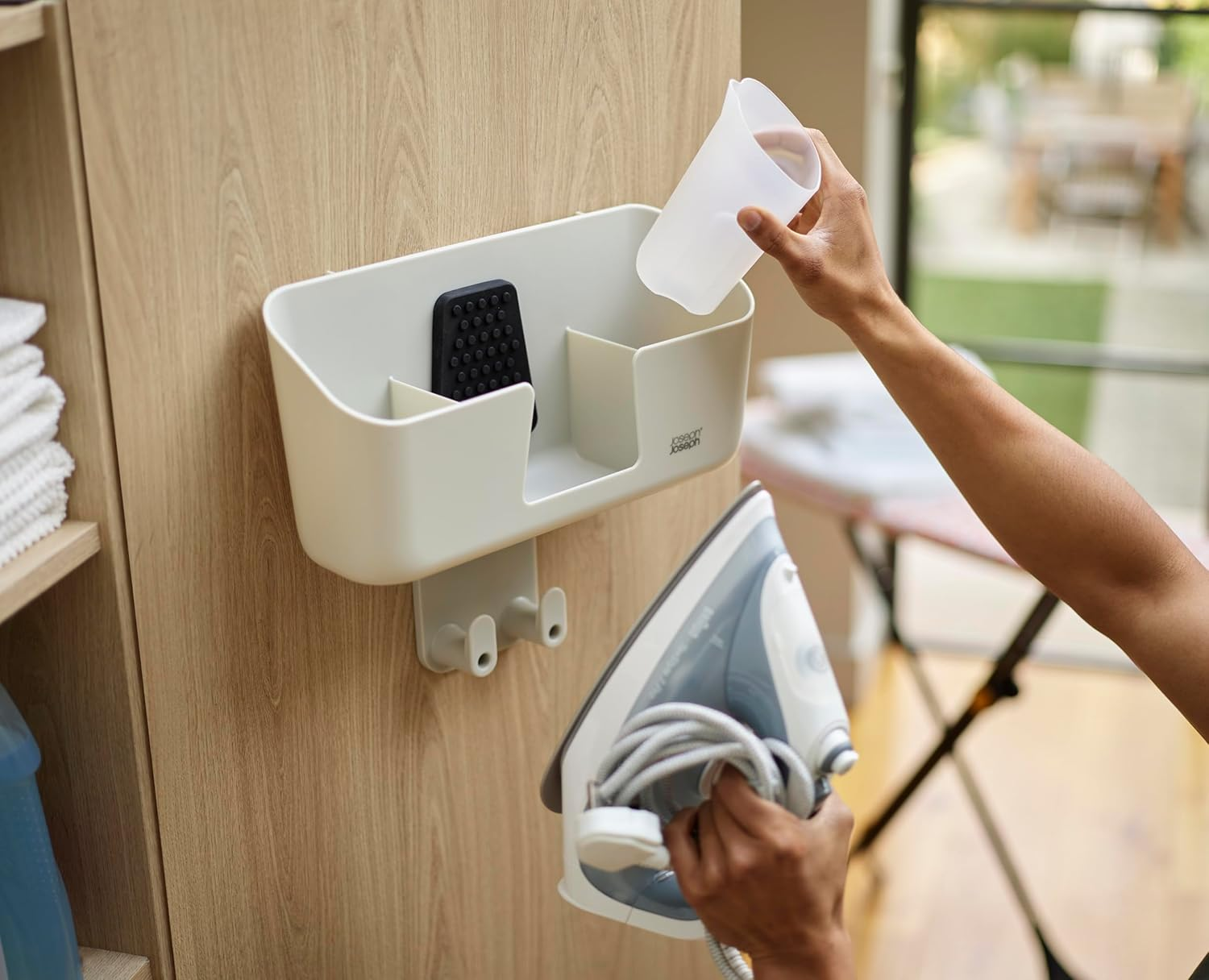 Joseph Joseph Ironhub Wall Mounted Iron Holder and Jug Storage Organiser with Adjustable Ironing Board Hanger, and Heat-Resistant Iron Pad image number 3