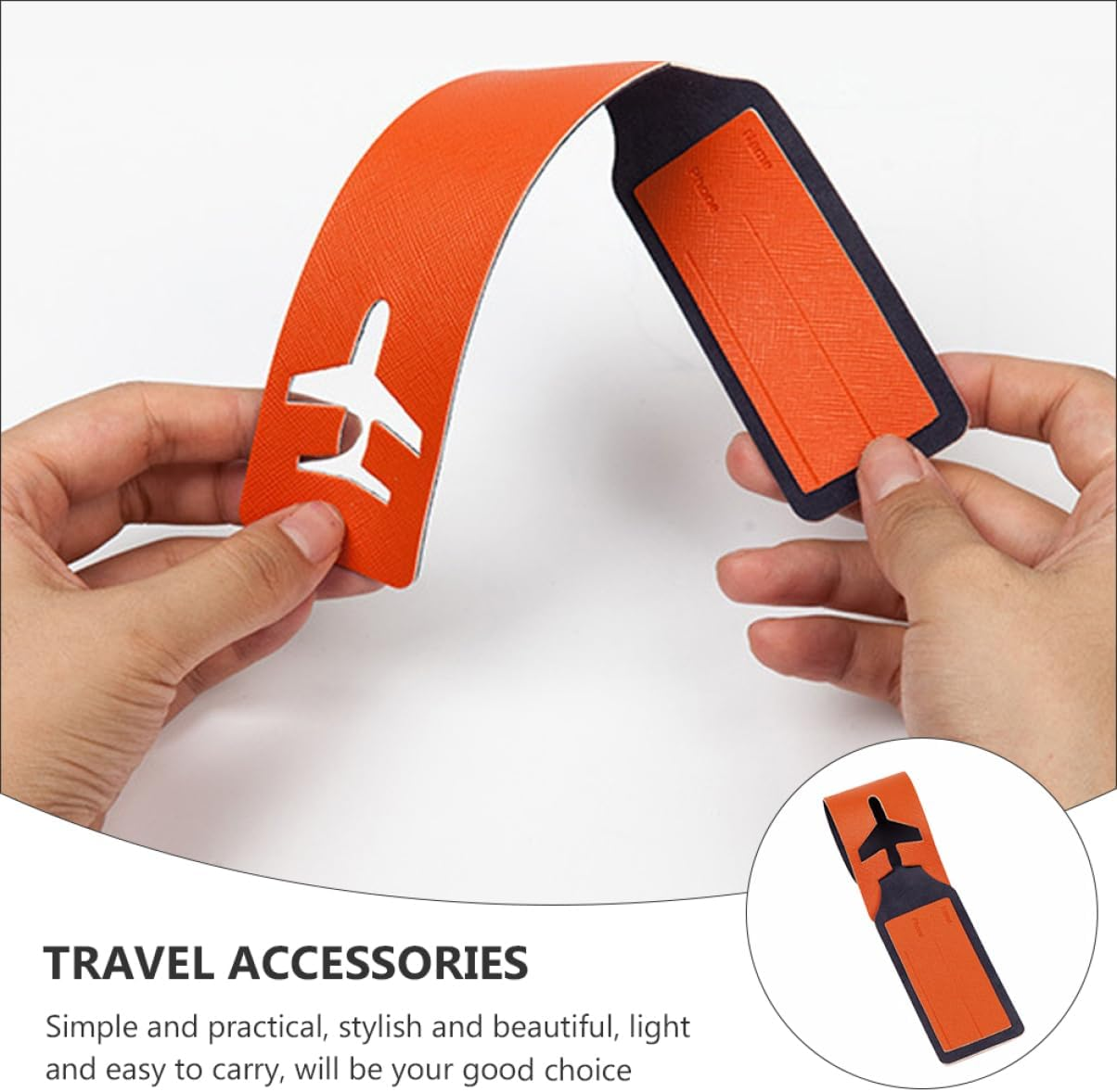 BUTIFULSIC 2Pcs Pu Material Luggage Tags for Travel Baggage Tags Labels for Airplane Random Color image number 3