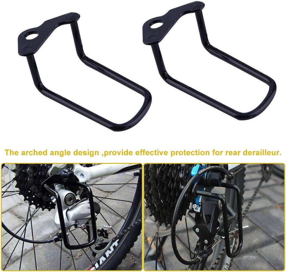 PERFETSELL 2 Pcs Bicycle Rear Derailleur Guard,4.52" Steel Iron Bike Rack Protector Adjustable Cycling Rear Derailleur Chain Protective Guard for Outdoor Mountain Road Cycling Bike image number 1