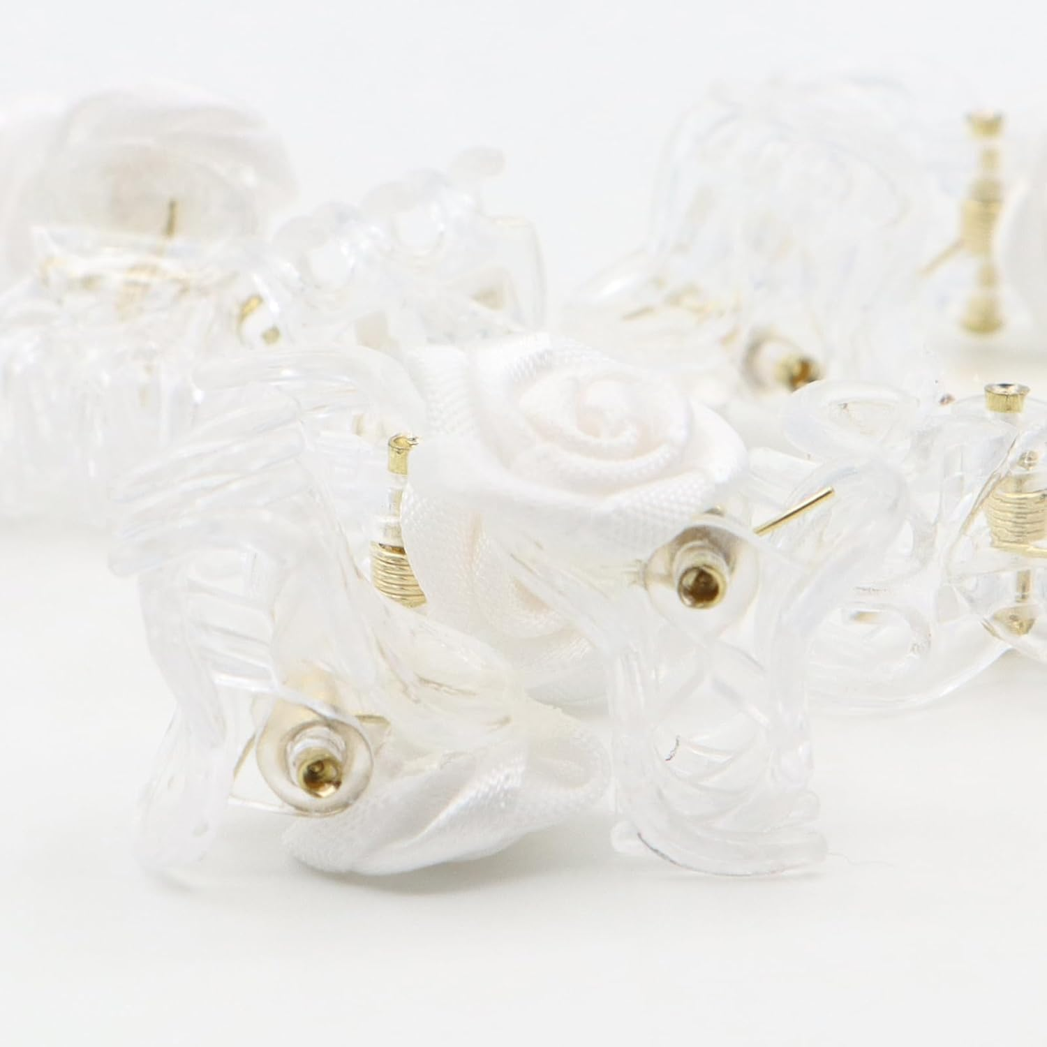 VEGCOO Hair Clips with Rose Petals, Pack of 15 Beige Rose Petals Hair Clips Elegant Small Flowers Hair Clips for Wedding Hair Accessories for Women and Girls