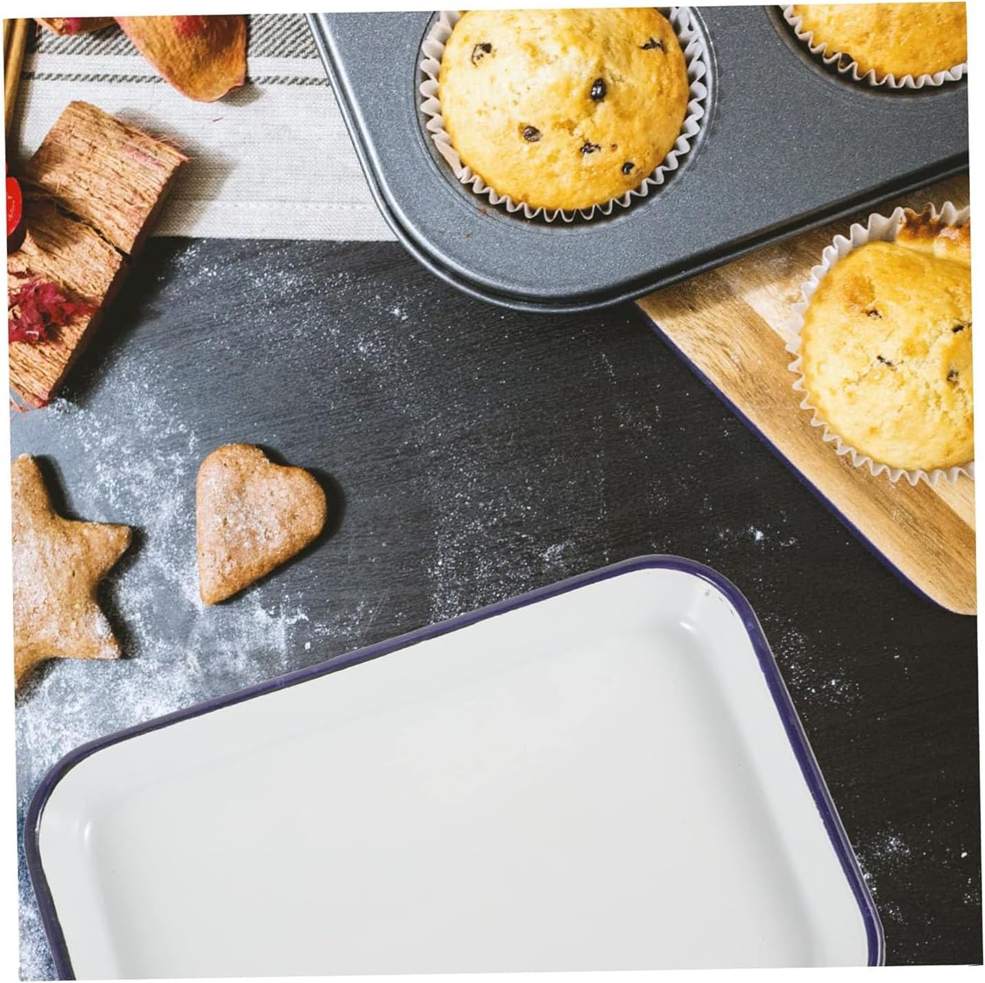 2-Piece Enamel Baking Dish Set - Rectangular Multi-Functional Roasting Pan and Serving Tray for Cakes, Pies Home Kitchen or Restaurant Use. image number 1