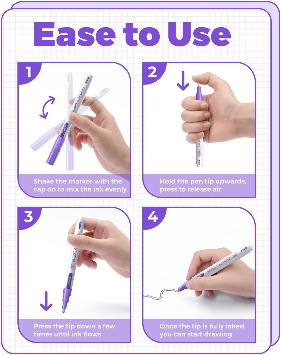 Jusart Outline Markers 12 Colors, Double Line Glitter Markers for Greeting Card Art Crafts, Girls Teens Stocking Stuffers Shimmer Metallic Sparkle Painting Drawing Supplies - 18 Colors image number 3