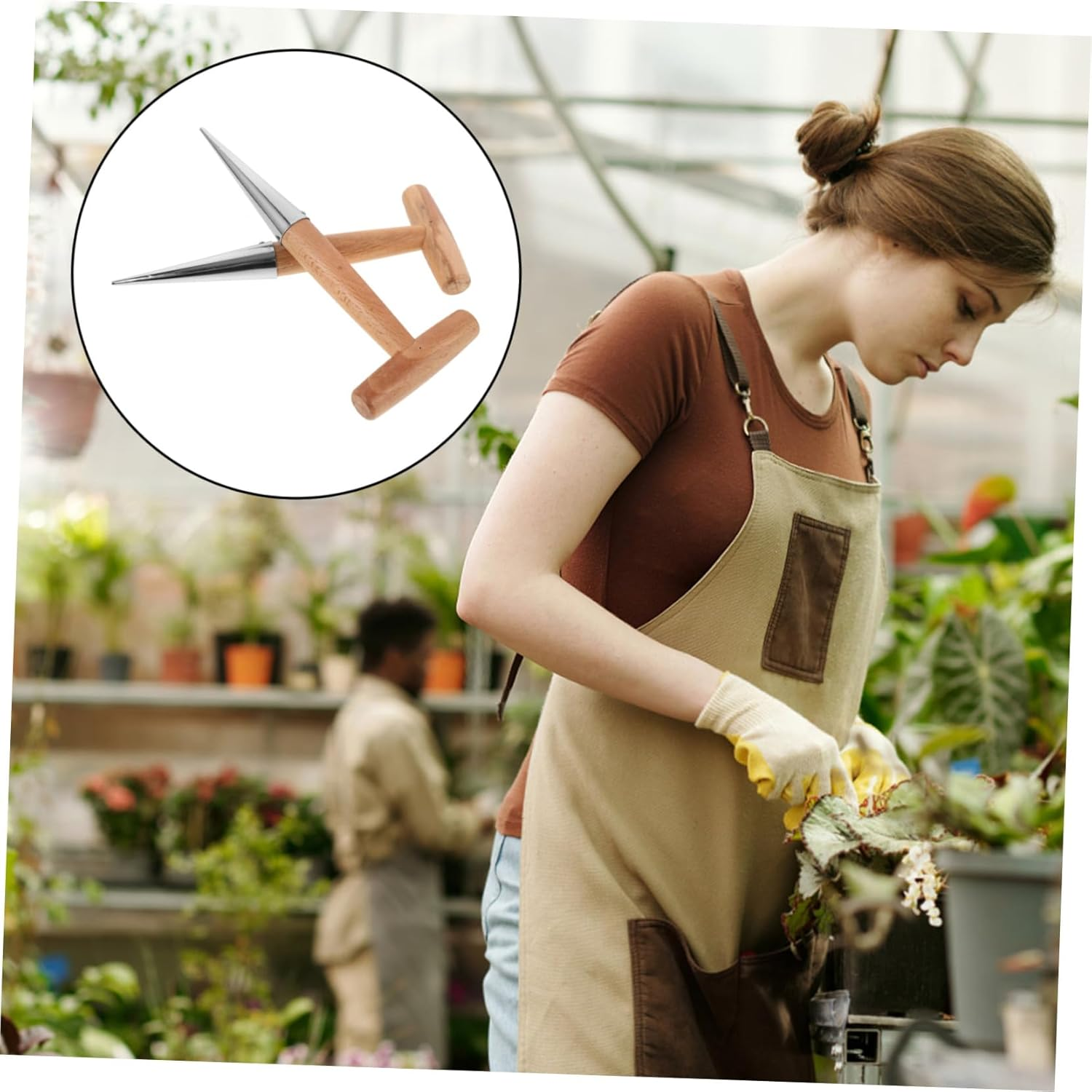 Operitacx 2Pcs Garden Planting Dibber with Handle for Precise Hole Punching Safe Polished Surface for Succulent and Vegetable Cultivation Easy Transplanting Tool for Gardeners image number 1