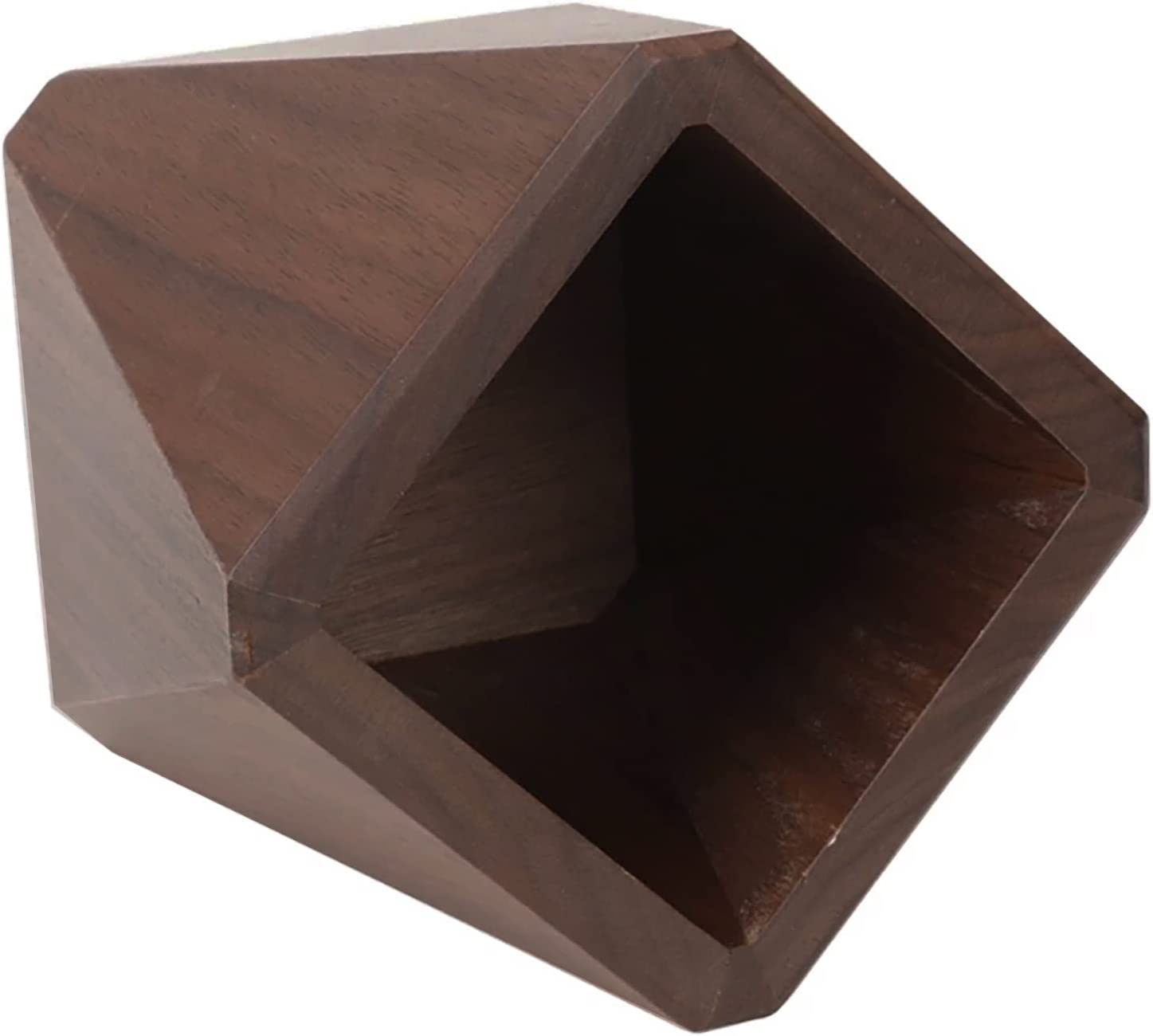 Black Walnut Wooden Pencil Box, Multiple-Use Desk Writing Stationary Organizer Wood Pen Holder Cups Office School Supplies Storage (Prismatic Shape) image number 6