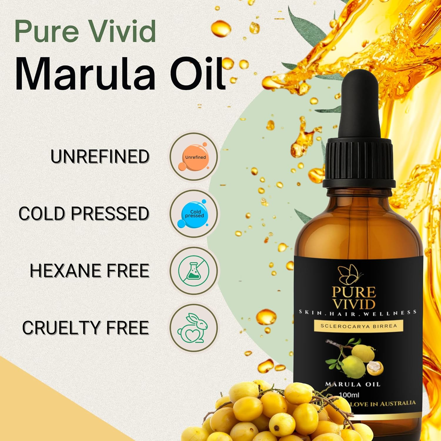 Marula Oil 100Ml &ndash; Cold Pressed & Unrefined &ndash; Cosmetic Grade Carrier Oil for Skin, Hair & DIY Beauty &ndash; Pure, Lightweight & Unscented &ndash; Amber Glass Dropper Bottle image number 6