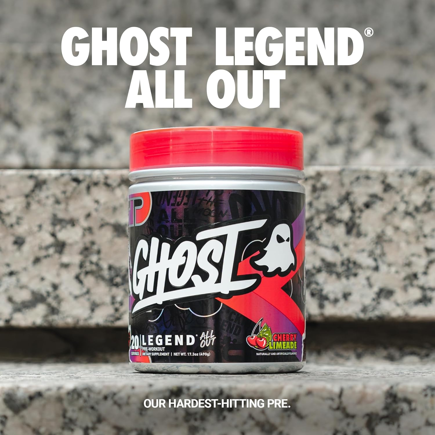 Ghost Legend All Out Pre Workout Supplement 20 Servings, Cherry Limeade image number 1