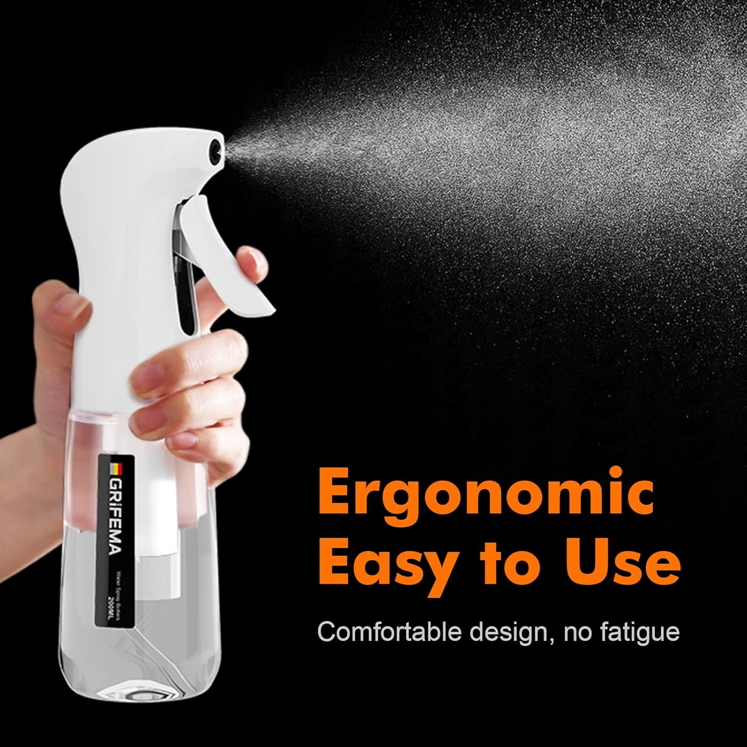 GRIFEMA White Water Sprayer 200 Ml - Refillable Spray Bottle Made of Bpa-Free Plastic with Fine Spray - for Hair, Plants, Cleaning - Ergonomic and Leak-Proof Design, GE2003W-200 - White image number 3