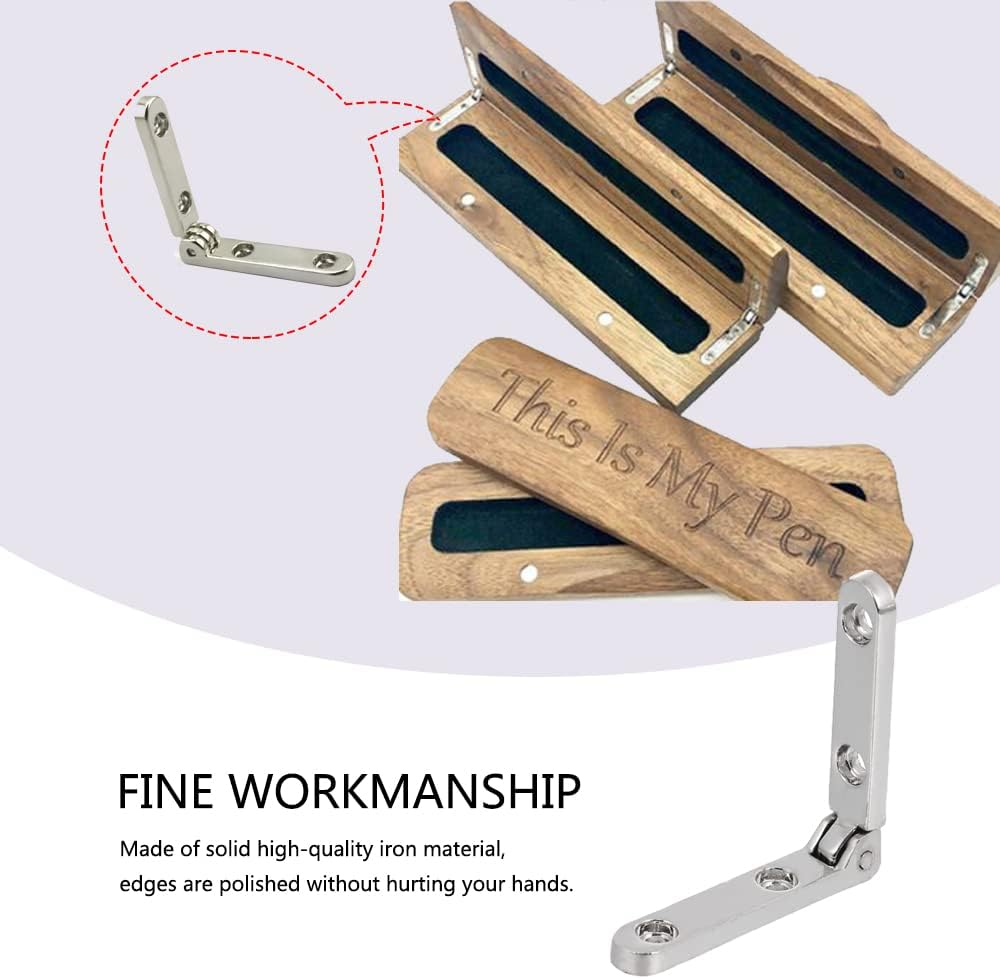 Rddconkit 10 Pcs 90 Degree Hinges Wooden Box Gift Wine Jewellery Box Chest Case Hinge Cabinet Hardware with Screws (Silver) image number 6
