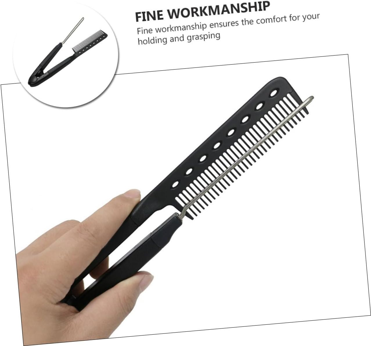 CLISPEED 1Pc Shaped Hair Straightening Comb Brush Tool for Effortless Hairstyling Compact and Lightweight Design for Travel and Daily Use Black