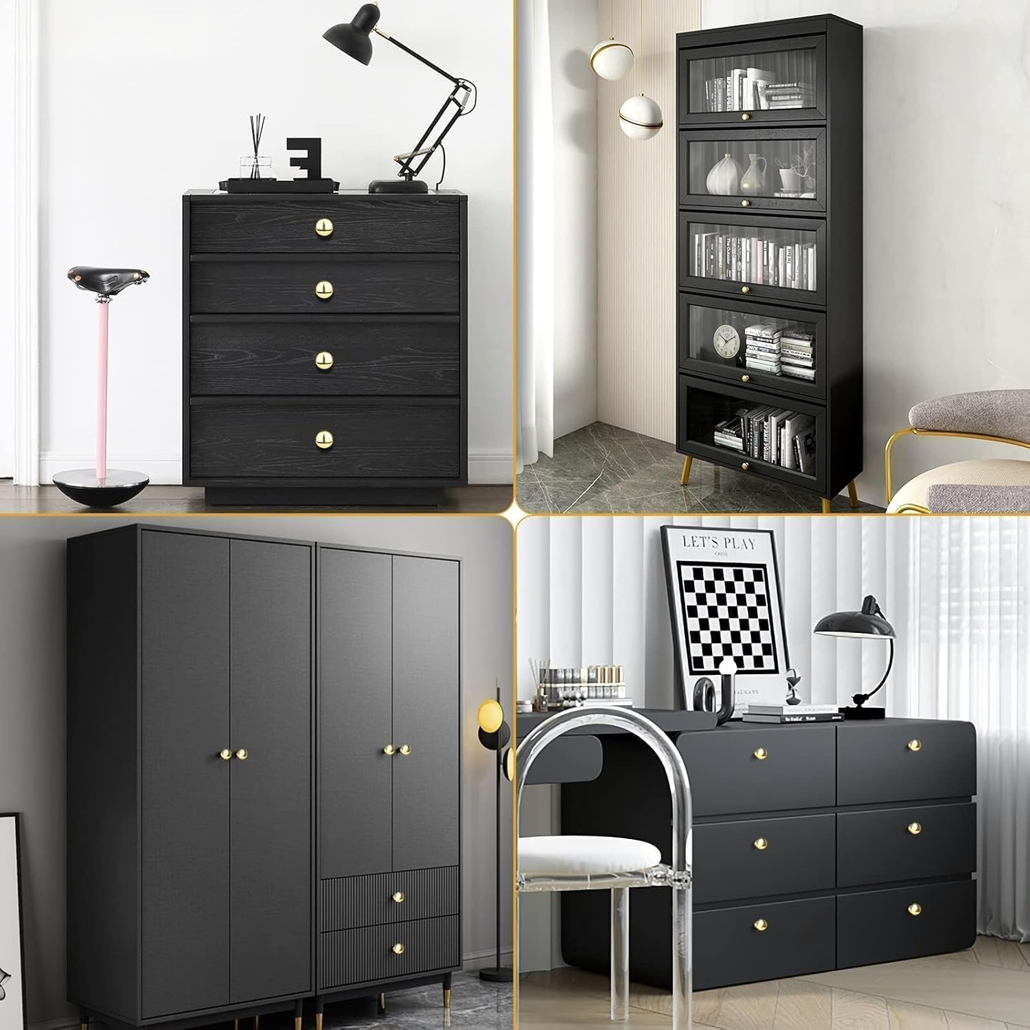 Octinpris Gold Drawer Knobs Polished Chrome Cabinet Hardware round Mushroom Gold Cabinet Knob Pull Handle 30Mm/1.18" for Kitchen Cupboard Furniture Chest Door Dresser Bathroom (10Pack) image number 1