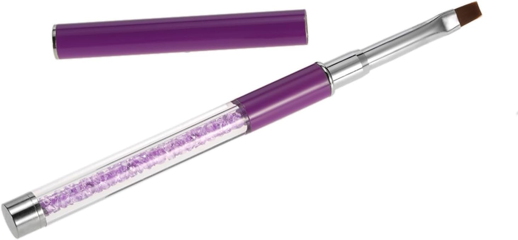 Labymos 1Pc Nail Art Brush Nylon DIY Nail Pen Flat Nail Painting Brush Salon Decoration Pen for UV Gel Nail Tool Purple image number 4