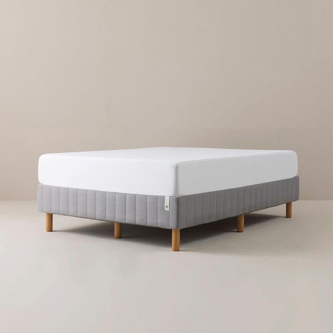 Zinus Queen Bed Base Ensemble 40Cm, Good Design Award Winner, Grey Fabric Quick Snap Mattress Foundation Metal Steel Frame