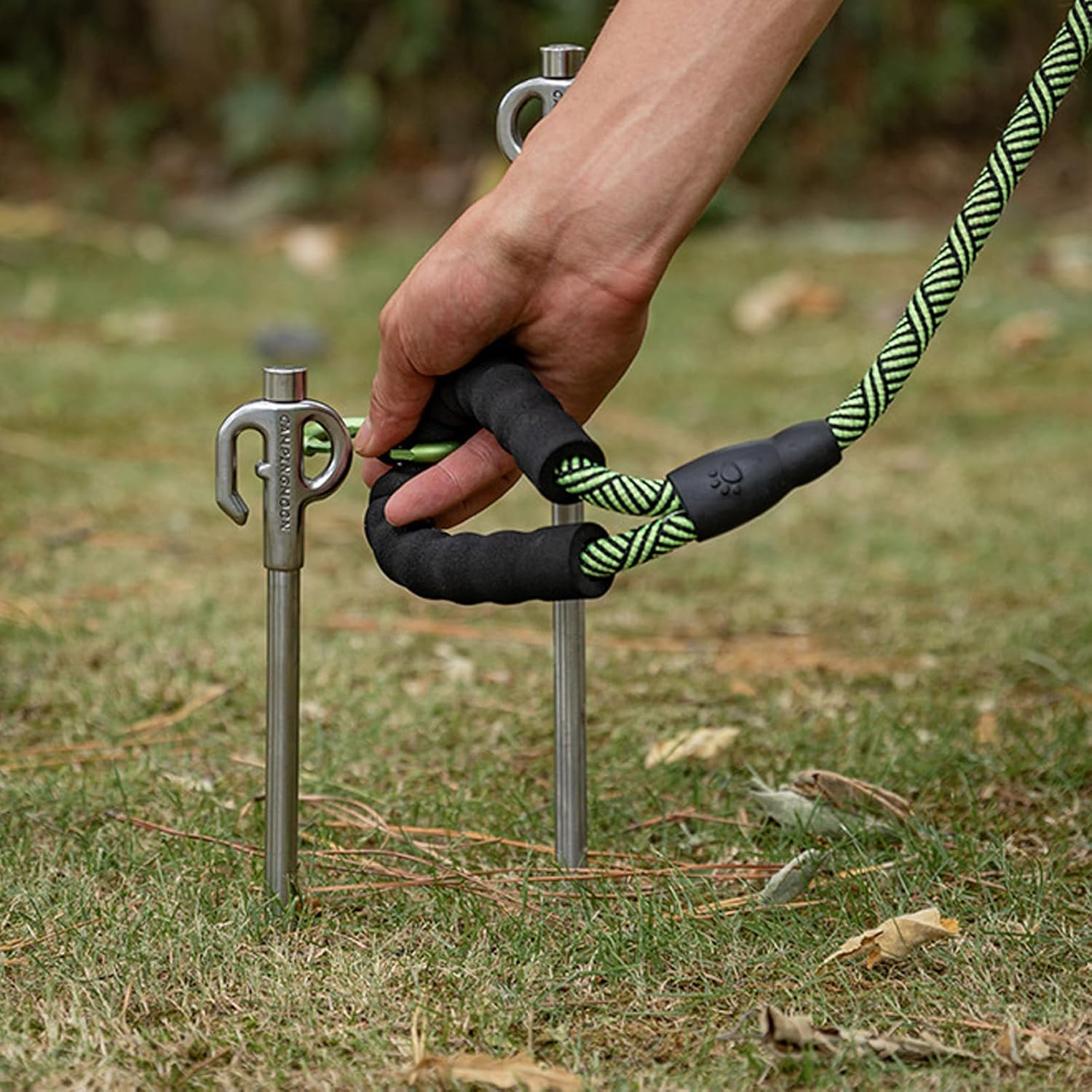 Stainless Steel Dog Tie Out Stake 360&deg; Swivel Heavy Duty Strongest Dog Ground Anchor Spike Camp Nails Camping Accessories for Tie-Out Cable Chain 30CM - 11.8Inch image number 5