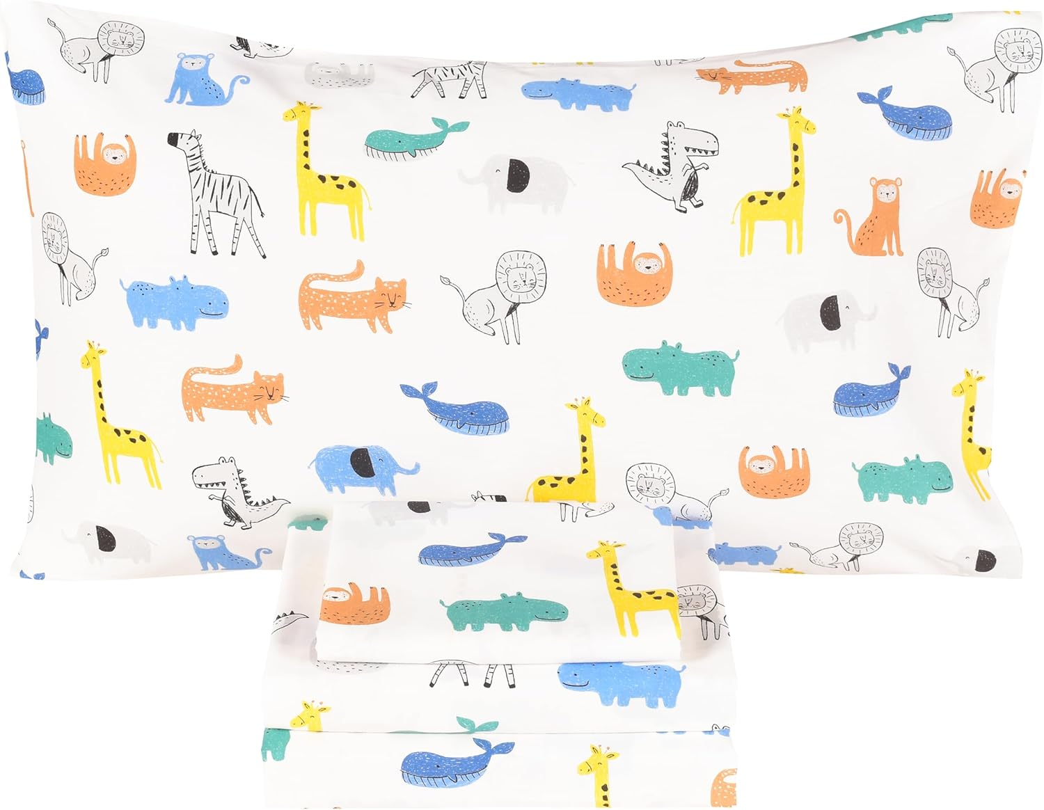 Scientific Sleep Moon & Stars Boys Girls 100% Cotton 3 Pcs Twin Bed Sheet Set Kids Toddler Teen, Flat Sheet & Fitted Sheet & Pillowcase Kids Bedding Set