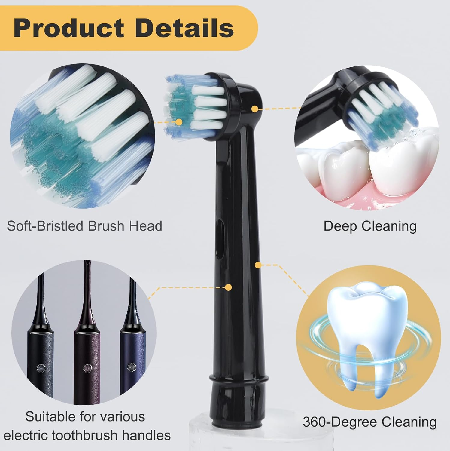 8-Pack Replacement Toothbrush Heads Compatible with Oral B Toothbrush and Vitality Plus、Pro 100 300 2000 2500X, Electric Toothbrush Heads for Deep Cleaning and Plaque Removal image number 1